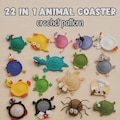 22-in-1 Animal Crochet Coaster Patterns, Mug Hugger Bundle, animals cup holder (PDF + VIDEO TUTORIAL)