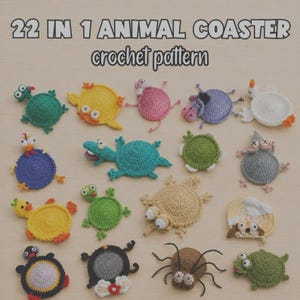20-in-1 Animal Crochet Coaster Patterns, Mug Hugger Bundle, animals cup holder (PDF + VIDEO TUTORIAL)