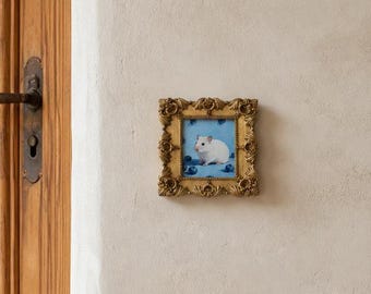Pet Loss Memorial Keepsake, Personalized Pocket Pet Painting, Original Oil Miniature, Photo to Pet Art, Gold Shield Frame, Sympathy Gift