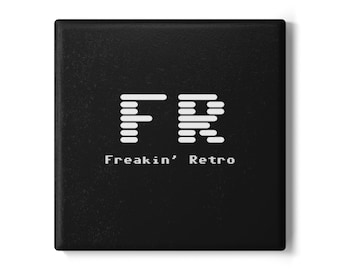 Freakin' Retro Ceramic Coaster | Monochrome Pixel Theme, Vintage Tech Decor