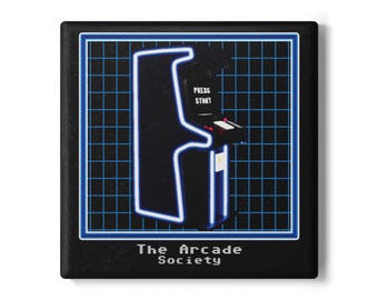 Freakin' Retro Ceramic Coaster | The Arcade Society Cabinet Design, Neon Style