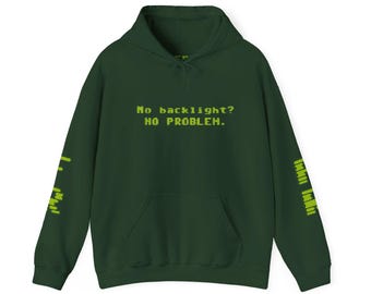 Freakin' Retro Gaming Hoodie | "No Backlight?" Handheld Edition, Dark Green