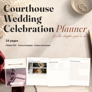 Courthouse Wedding Celebration Planner | Canva Template + Fillable PDF image 1
