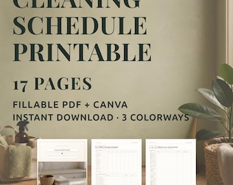 Cleaning Schedule Printable | Editable Chore Chart, Fillable PDF + Canva
