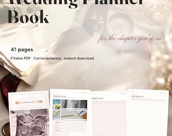 Wedding Planner Book | Complete Wedding Planning Binder | Canva Template + Fillable PDF