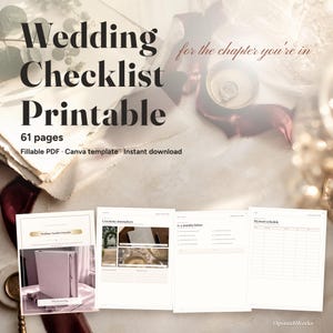 Wedding Checklist Printable — Complete Planning Checklist | Canva Template + Fillable PDF image 1