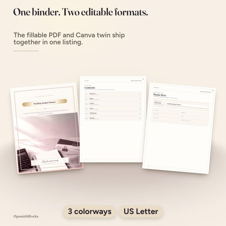 Wedding Budget Planner — Complete Cost Binder | Fillable PDF + Canva Template image 2