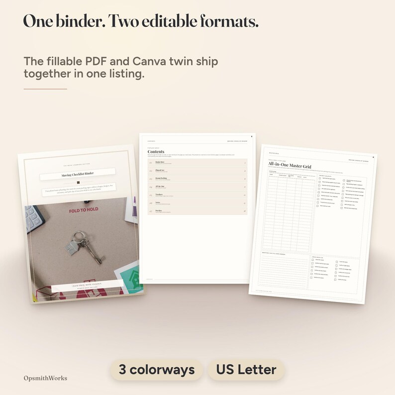 Moving Checklist Binder | Moving Planner Fillable PDF + Canva Template image 2