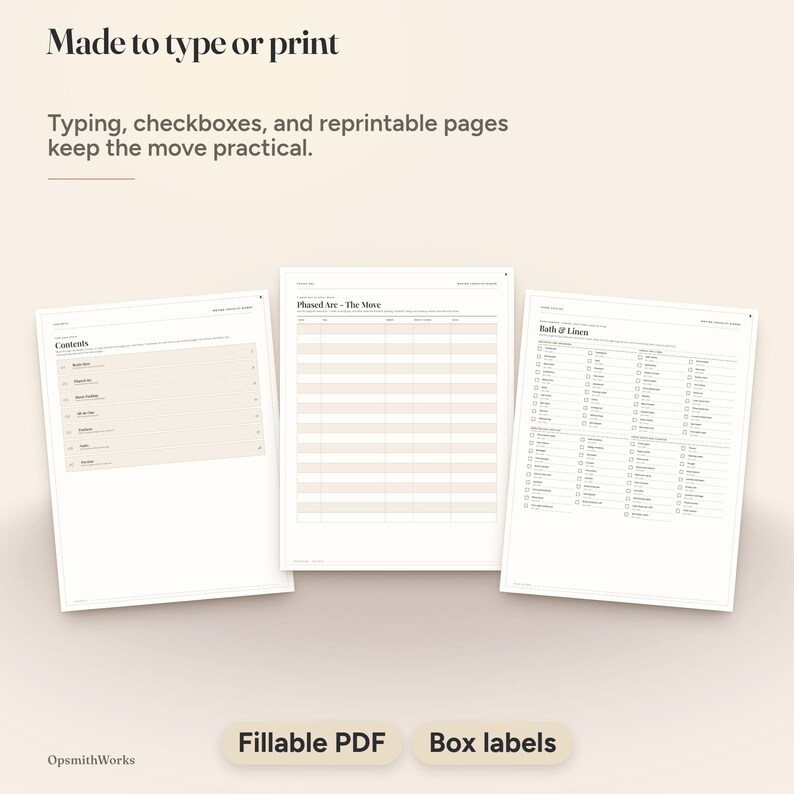 Moving Checklist Binder | Moving Planner Fillable PDF + Canva Template image 3