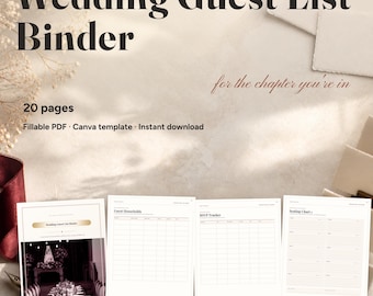 Classeur de liste d'invités et de planification des réponses | PDF à remplir + Canva
