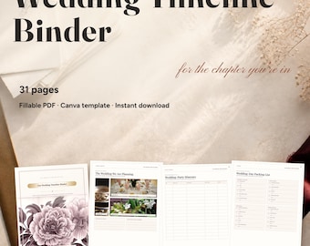 Wedding Timeline Binder — 12-Month Planning Checklist | Canva Template + Fillable PDF