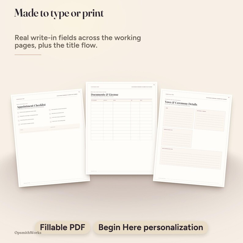 Courthouse Wedding Celebration Planner | Canva Template + Fillable PDF image 3