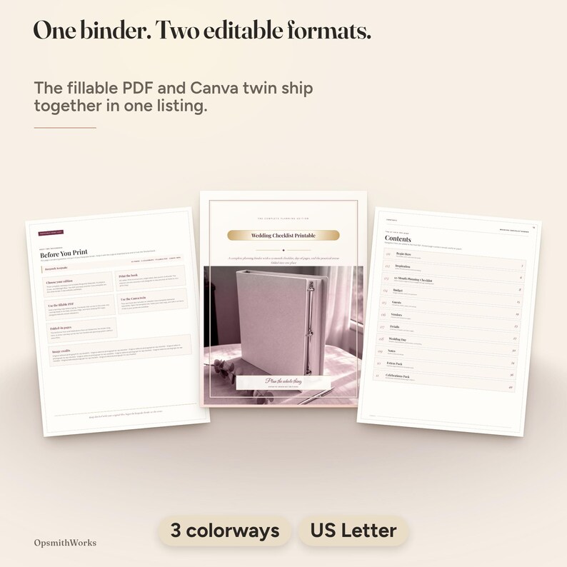 Wedding Checklist Printable — Complete Planning Checklist | Canva Template + Fillable PDF image 2