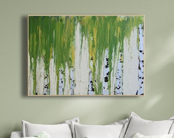 Birch Tree, Painting, ORIGINAL Painting, handmade, Landscape Painting, Green, Modern Art, Art Painting, Acrylic Painting, Wall Art