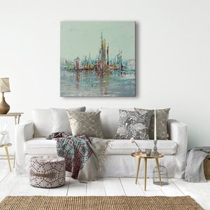 Cityscape, by Tatjana Ruzin, Abstract painting, Oil Painting, Canvas Art, Abstract Art, Wall Art, Original Artwork,Handmade, Living room Art zdjęcie 3
