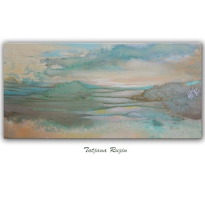 Blue, Mountain, Abstract Landscape, Original Painting, Modern Art,ORIGINAL, Art painting, Acrylic painting, Teal, Abstract painting,Mom Gift