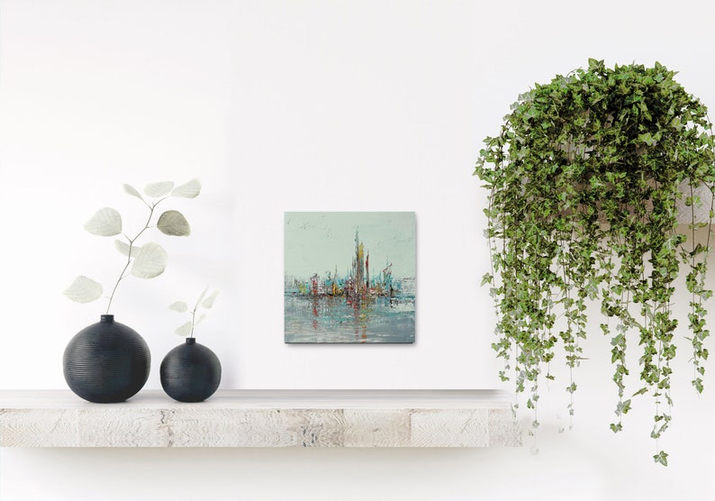 Cityscape, by Tatjana Ruzin, Abstract painting, Oil Painting, Canvas Art, Abstract Art, Wall Art, Original Artwork,Handmade, Living room Art zdjęcie 2