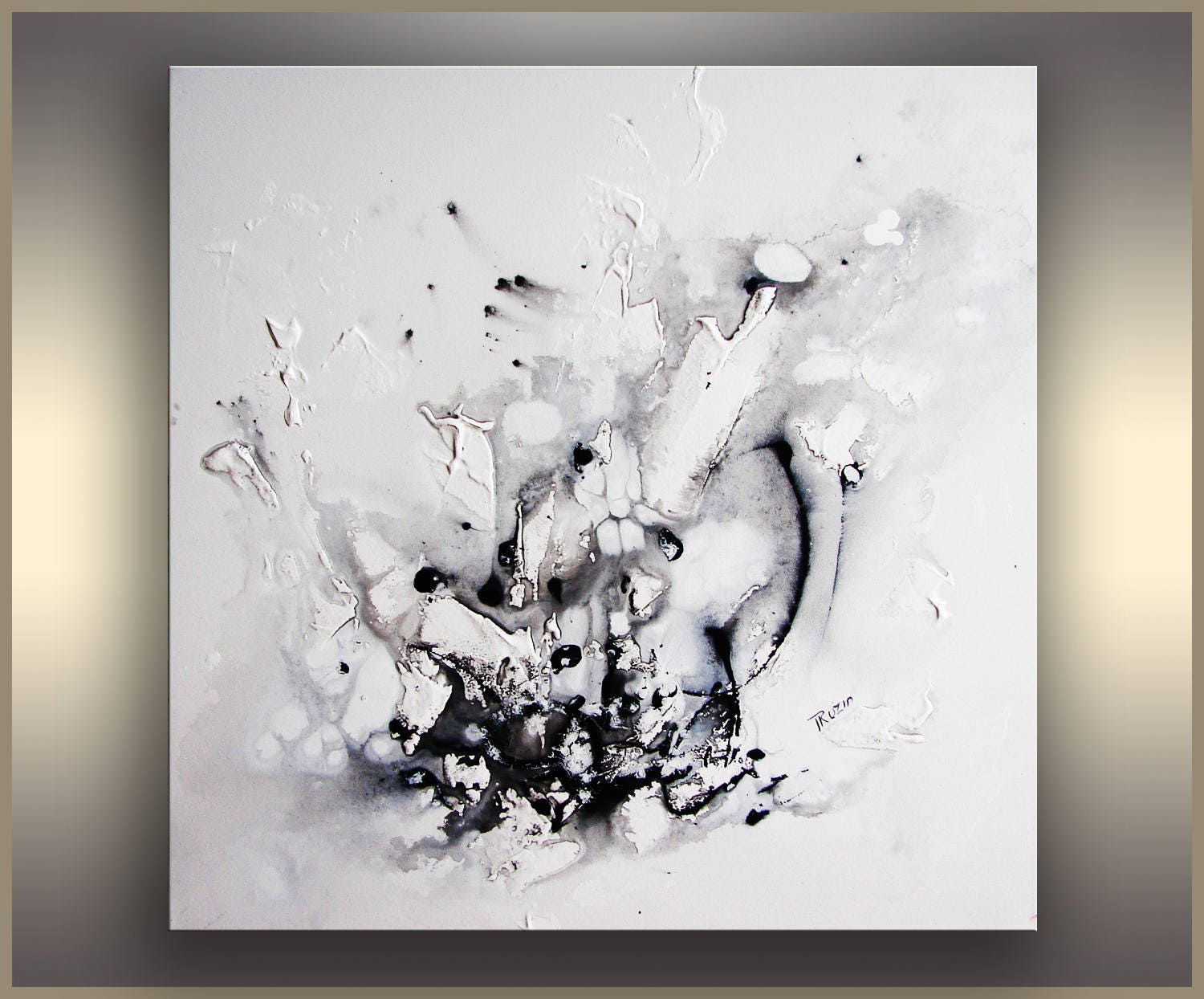 Acrylic Painting Black and White Wall Art Abstract Painting Etsy