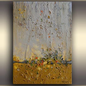 Oil Painting, Magic of Nature, Fall Landscape Art, Tree Painting, ORIGINAL Art, Ochre, Gray, palette knife, Christmas Gift, Made to order