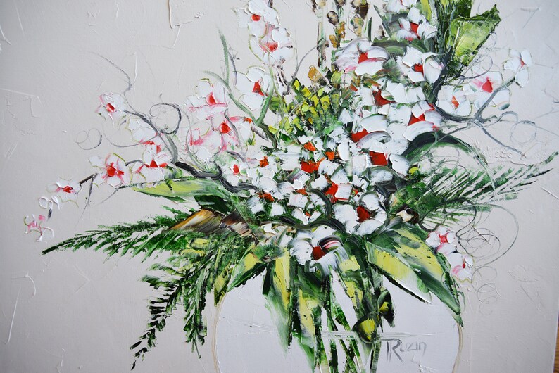 Flowers, Painting, Cherry Brunches in Vase, Painting, Art painting, Floral Painting, Original Art, Oil Painting, Gift for her, Gift for Mom image 2