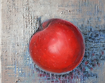 Empire Apple, Oil Painting, Red Apple,  Valentines Gift, for him, Housewarming Gift,Birthday Gift, Christmas gift,Kitchen Art, Art, Painting