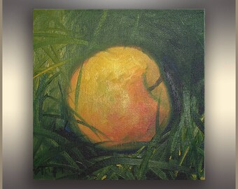 Golden Apple, 8"x8", Original Oil Painting, Golden Delicious, Canvas Art, Kitchen Art, Canvas Artwork, Home Decor, Wall Decor, Art Gift