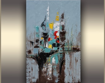 Blue Abstract Painting Oil Painting Art Painting Oil ORIGINAL Abstract Art Oil Painting Original Oil Painting Abstract Teal Modern Urban Art