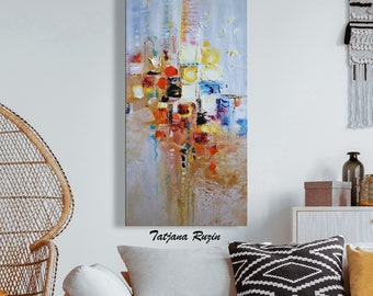 Abstract Painting, by Tatjana Ruzin, abstract art, abstract city, Acrylic Painting, Contemporary Art, Wall Art, ORIGINAL Artwork