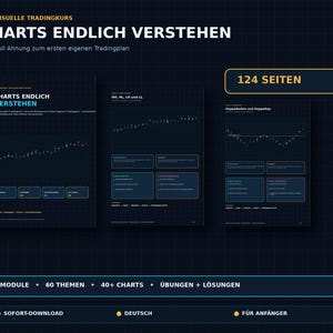 Learn to trade for beginners (German) | 124-page trading course | Chart patterns, candlesticks, market structure, risk & backtesting