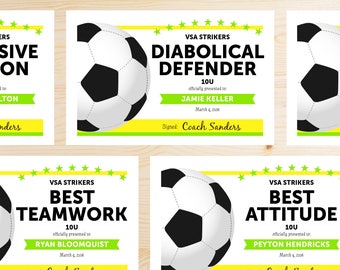 editable soccer award certificates instant download