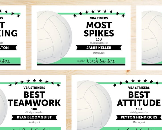 editable volleyball award certificates instant download etsy volleyball awards certificates