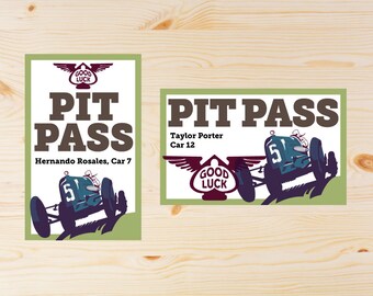 Editable Derby Pit Passes - INSTANT DOWNLOAD PRINTABLE - Retro Collection