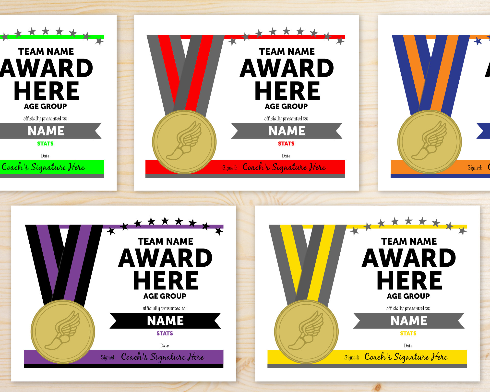 YOUR COLORS Track Award Certificates Editable Online - Etsy
