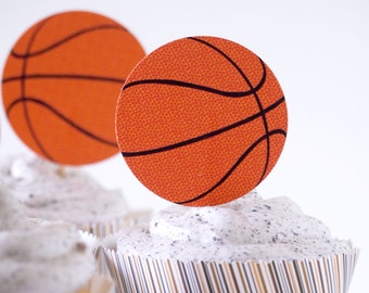 Basketball Cupcake Toppers and Wrappers  - INSTANT DOWNLOAD PRINTABLE