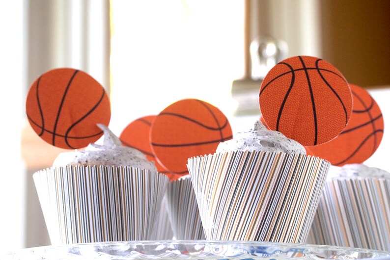Basketball Cupcake Toppers and Wrappers INSTANT DOWNLOAD Etsy