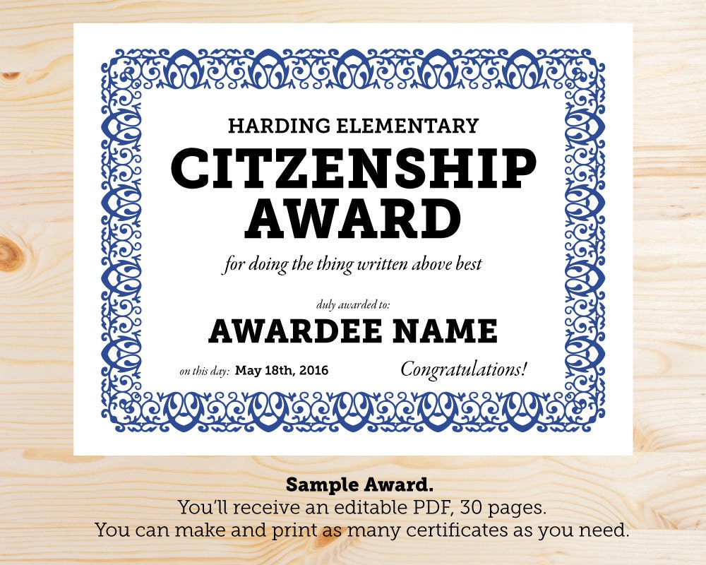 School Award Certificates INSTANT DOWNLOAD PRINTABLE General Purpose, Elementary Middle High School, Homeschool: Blue - Etsy school-award-certificates-instant-download-printable-general-purpose-elementary-middle-high-school-homeschool-blue-etsy