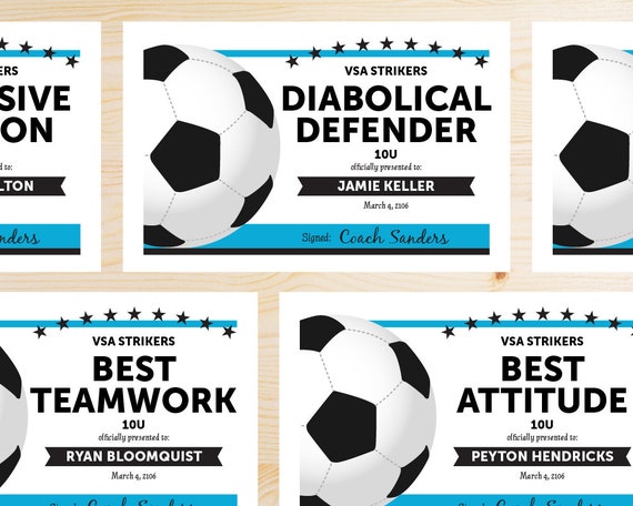 editable soccer award certificates instant download etsy soccer certificates printable