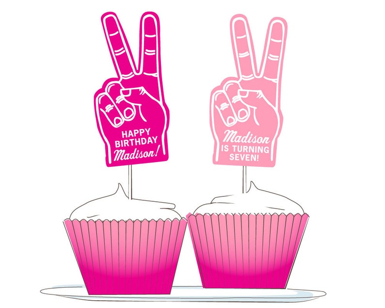 Custom Peace Foam Finger Cupcake Toppers Custom Etsy