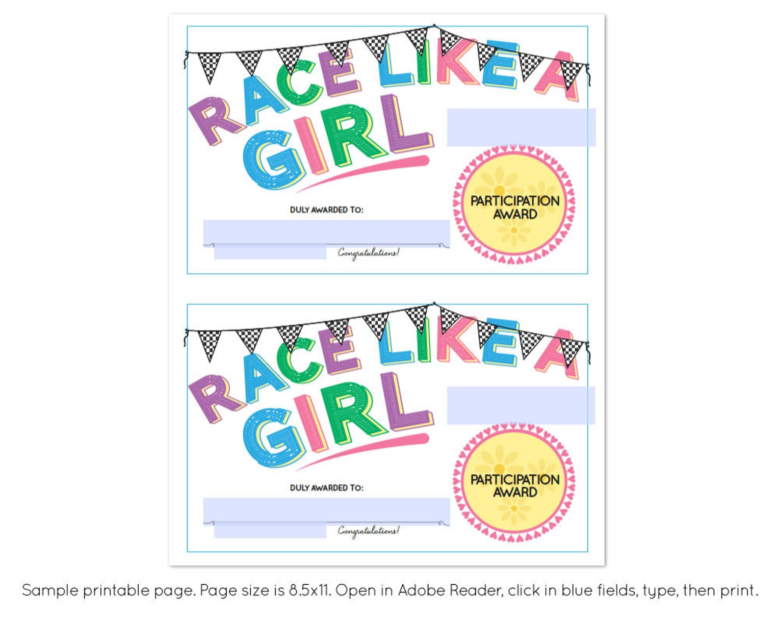Powder Puff Derby race Like a Girl Participation Etsy