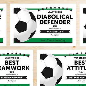 TEAM COLORS Editable Soccer Awards Certificates - Instant Download  PDF - Green and Black Award Certificate Template