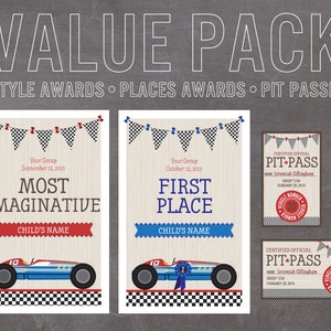 Derby Event Pack: Style Awards Place Awards, Pit Passes - INSTANT DOWNLOAD PRINTABLE - Blue and Red