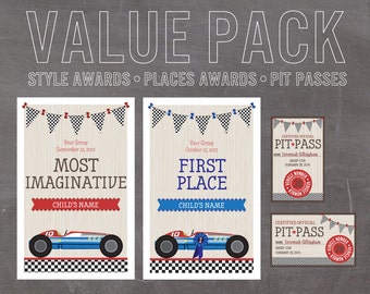 Derby Event Pack: Style Awards Place Awards, Pit Passes - INSTANT DOWNLOAD PRINTABLE - Blue and Red