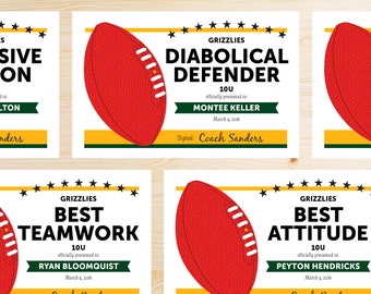 TEAM COLORS Editable Editable Australian Aussie Football Awards Certificates - Instant Download Printable PDF - Green and Gold