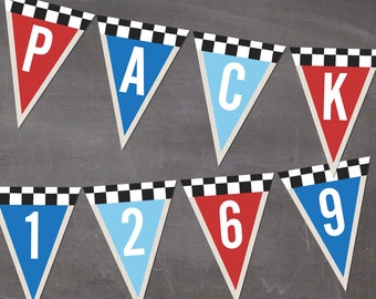 Editable Derby Pennant Banner - INSTANT DOWNLOAD PRINTABLE - Blue and Red Collection