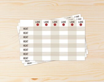 Derby Printable Heat Sheet Cards - INSTANT DOWNLOAD PRINTABLE - Blue and Red