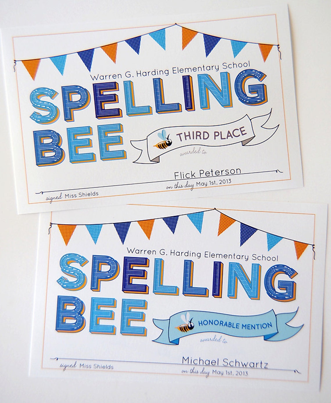 Spelling Bee Award Certificates INSTANT DOWNLOAD PRINTABLE | Etsy