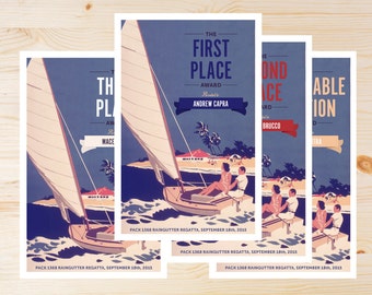 Regatta Place Award Certificates. 1st, 2nd, 3rd, Honorable Mention - INSTANT DOWNLOAD PRINTABLE - Retro Collection