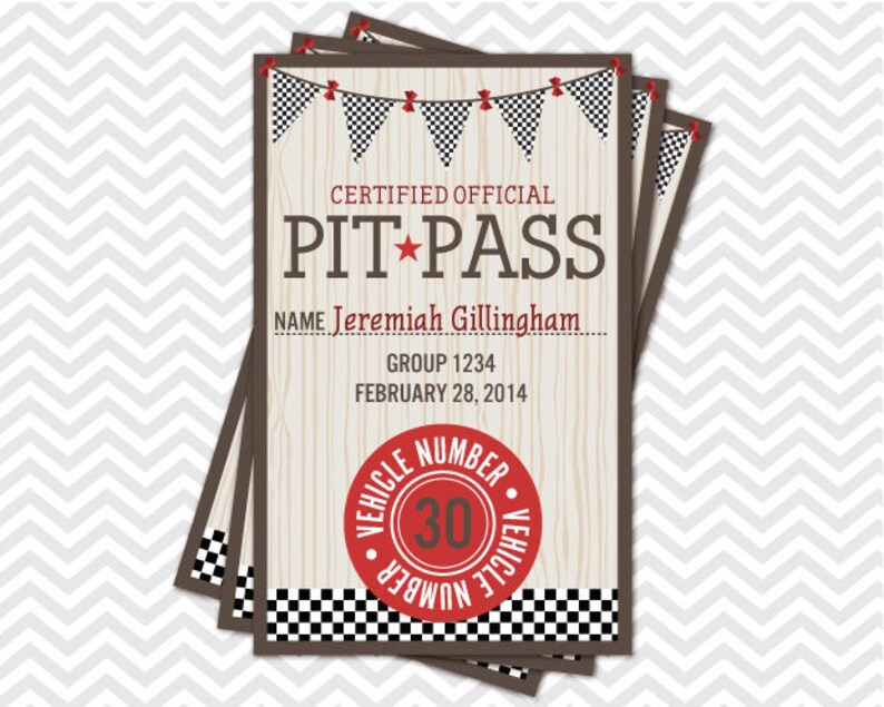 Pit Pass Lettering Derby Pit Passes - INSTANT DOWNLOAD PRINTABLE - Blue and Red - Etsy