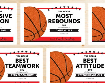 Editable Basketball Award Certificates - INSTANT DOWNLOAD PRINTABLE - Red and Black