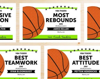 Editable Basketball Award Certificates - INSTANT DOWNLOAD PRINTABLE - Neon Green and Black